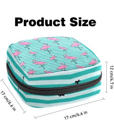 Rosa Flamingo Pattern Storage Bags for Women - Blue Stripes Zippered Menstrual Pad & Portable Cup Bags for Teens & Girls - Stylish & Functional - Buy Online on GoSupps.com