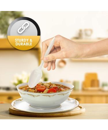 PAMI Medium Weight Disposable Plastic Teaspoons 1000-Pack - Bulk White Partyware Teaspoons for Events and Catering - Buy Online on GoSupps.com
