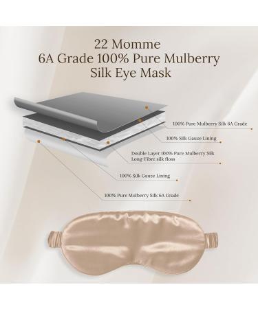 SilkSleek 22 Momme Pure Silk Eye Mask for Sleeping | 100% Mulberry Silk, Super Soft & Comfortable | Blackout Sleep Mask in Gift Box (Champagne) - Buy Online on GoSupps.com