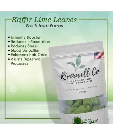Organic Dried Kaffir Lime Leaves - California Grown | 28g (1 Ounce) Pack | Used in South-Asian and Thai Cuisine for Soups and Herbal Benefits - Buy Online on GoSupps.com
