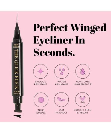 The Quick Flick Grand 12mm Hot Fudge Winged Eyeliner Stamp - 2 Count Pack - Water-Proof & Smudge-Proof Felt-Tip Liquid Eyeliner Pen - Buy Online on GoSupps.com