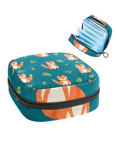 GIAPB Period Bag Sanitary Napkin Storage Bag Period Pouch Travel Makeup Bag Cartoon Animal Fox Pattern Color4568