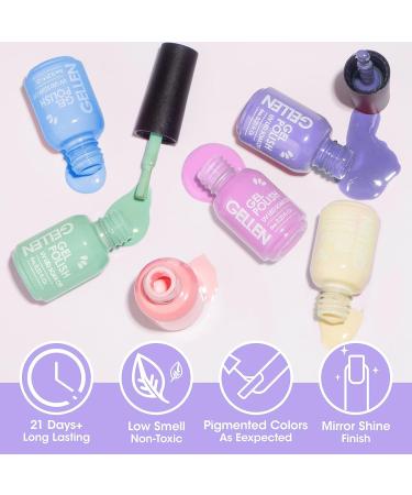 Gellen Gel Nail Polish Kit - 6 Colors Macaron Jelly Set with UV Nail Light | 36W Lamp, Starter Kit for Manicure - Soak Off Gel Polish Set - Buy Online on GoSupps.com