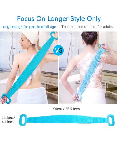 Silicone Bath Body Brush Back Scrubber - Exfoliating Double Side Bath Belt for Men Women - Blue - Buy Online on GoSupps.com