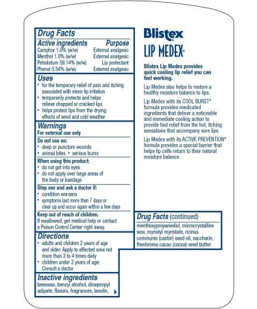 Blistex Lip Balm Medex - Soothing Relief & Hydration for Lips | Fast Worldwide Shipping - Buy Online on GoSupps.com