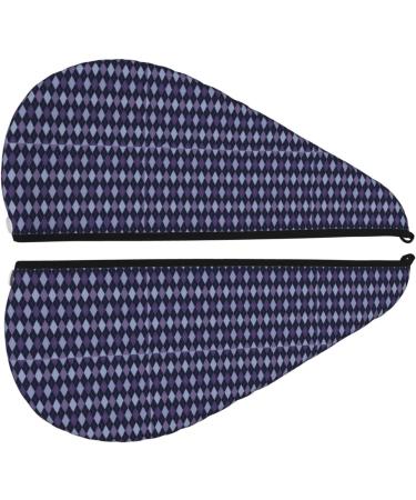 Ultra Plush Microfiber Hair Towel Wrap for Women - Ultra Absorbent Twist Turban for Curly Long & Thick Hair - Purple & Blue Squares - Buy Online on GoSupps.com