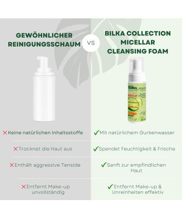  Bilka Collection Aqua Natura Micellar Cleansing Mousse - Daily Facial Cleanser with Natural Cucumber Water for Hydration and Pore Shrinking - 140ml - Buy Online on GoSupps.com