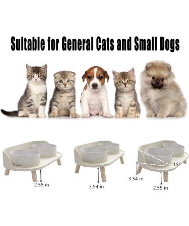Elevated Cat Food Bowls - No-Spill Design, 3 Heights, Anti-Vomiting, 5 Ceramic Bowl for Small/Medium Pets - White - Buy Online on GoSupps.com
