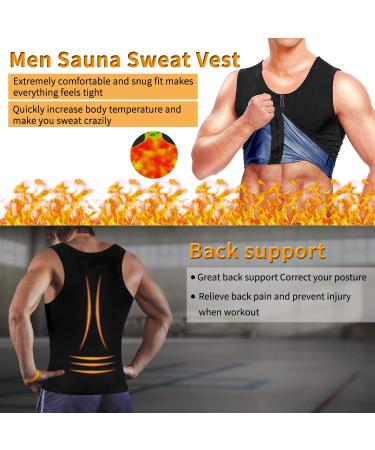 Yokald Men's Sauna Sweat Vest Zipper Suit - Polymer Corset Fitness Shapewear Compression Waist Trainer Top (Black 3XL) for Effective Workouts - Buy Online on GoSupps.com