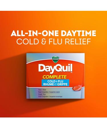 Vicks DayQuil COMPLETE Cold and Flu Symptom and Congestion Relief LiquiCap Non-Drowsy Daytime Relief for 9-Symptoms 36ct 36 Count - Buy Online on GoSupps.com