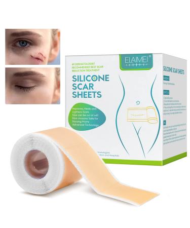 Silicone Scar Sheets (1.6” x 60”), Medical Silicone Scar Tape Roll for Scar Removal,Professional Silicone Scar Strips for Surgery Scars, C-Section, Burn, Acne, and Keloid et, Safe, Reusable - 1.5M
