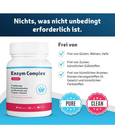 Buy Enzyme Complex Classic - High Dose Bromelain Trypsin & Rutoside | 60 Capsule Monthly Supply | Best Systemic Enzyme Formula for Digestive Health - Buy Online on GoSupps.com