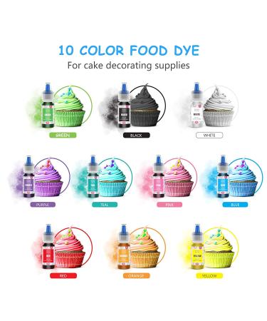 Jelife 10 Color Gel Food Coloring Set 6ml Bottles, Flavorless Neon Edible Dye for Vibrant Cake Decorating, Baking, and Frosting - Buy Online on GoSupps.com