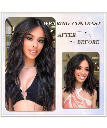 DeeThens Black Wavy Clip in Hair Extensions for Women - 3pc Synthetic Hairpiece, 20 Inch Invisible Wavy Clip Extensions - Black - Buy Online on GoSupps.com