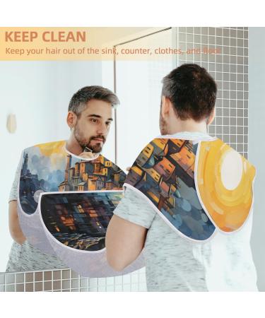 Oil Painting City Landscape Beard Bib Apron | Beard Hair Catcher for Men | Perfect Father's Day & Anniversary Gift - Buy Online on GoSupps.com