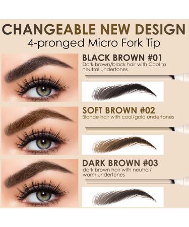 FOCALLURE 2Pcs Waterproof Microblading Eyebrow Pen with Micro-Fork Tip - Long-Lasting & Smudge-Proof Brow Precision in Black Brown - Buy Online on GoSupps.com