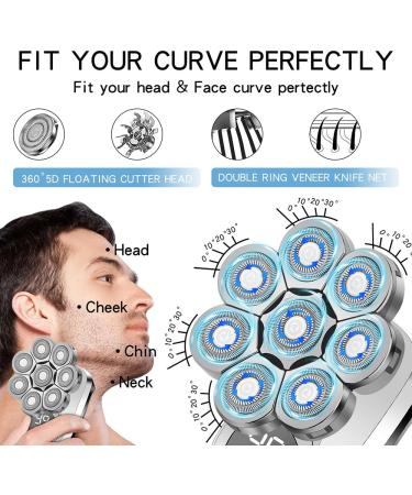 6 in 1 Head Shavers for Bald Men - Cordless Electric Shaver with LED Display Fast Charging & Nose Hair Trimmer | International Shipping Available - Buy Online on GoSupps.com
