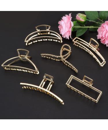 6 Pack Extra Large Gold Butterfly Hair Clips for Woman - Metal Barrettes for Thick Hair - Accessories for Medium to Thin Hair - Buy Online on GoSupps.com