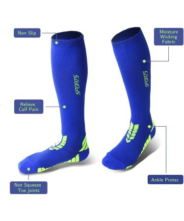 Buy Compression Socks for Men - Copper Stockings 15-20 mmHg Medical Support 3 Pairs XL - Unisex High Knee Highs in Blue Orange Green - Buy Online on GoSupps.com