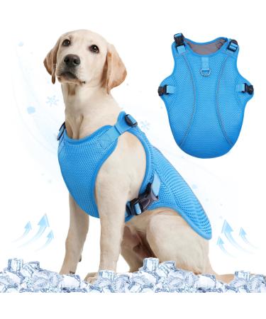 Kuoser cool vest dog cool vest for dogs cooling jack for dogs cooling jacket dog ventilated cooling jacket for dogs dog cooling vest activities outside training blue xxl XXL blue