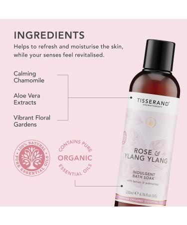 Tisserand Aromatherapy Rose & Ylang Ylang Bath Soak - 100% Natural Pure Essential Oils - 200ml - Buy Online on GoSupps.com