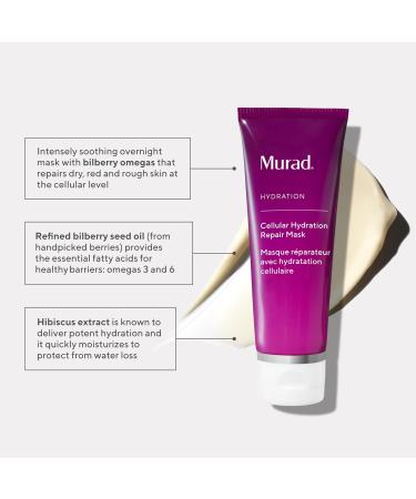 Murad Cellular Hydration Barrier Repair Mask - Hydrating Face Mask with Bilberry Omegas & Hibiscus Extract for Dry Red Skin - 2.7 Fl Oz - Buy Online on GoSupps.com