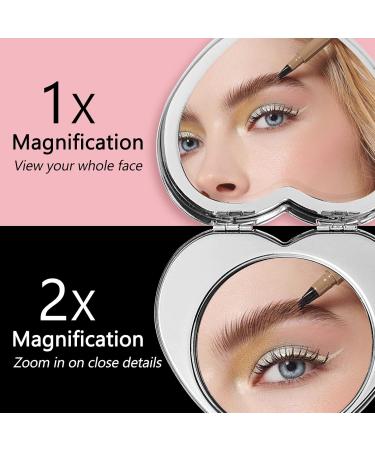 MiniPortable Compact Metal Cosmetic Mirror Elegant and Stylish Heart Shaped Mirror Portable Compact Metal Cosmetic Mirror Elegant and Stylish Heart Shaped Mirror 1X/2X Magnifying (Heart Silver) - Buy Online on GoSupps.com