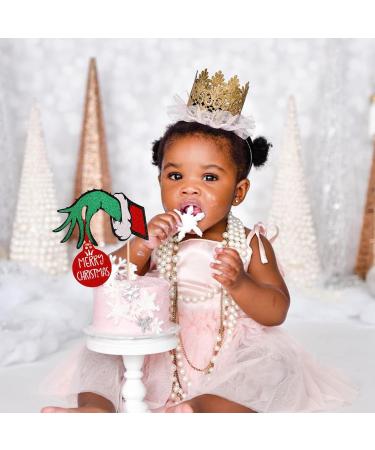 Xsstarmi 1 Pack Merry Christmas Cake Topper with Red and Green Glitter Grinch Christmas Cake Pick Merry Christmas Theme Party Sign Cake Decorations Supplies Design 1 - Buy Online on GoSupps.com