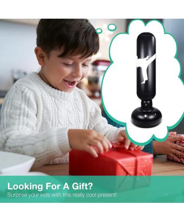 Inflatable Kids Punching Bag 160cm - Freestanding Boxing Equipment with Air Pump for Karate & Martial Arts Practice - Relieve Energy - Black Large - Buy Online on GoSupps.com