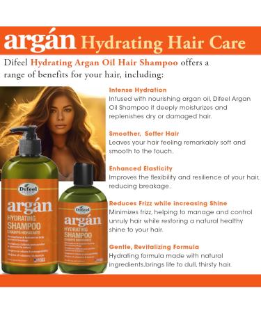 Difeel Argan Hydrating Shampoo 33.8 oz | Natural Sulfate-Free Argan Oil Shampoo for Healthy Hair - Buy Online on GoSupps.com