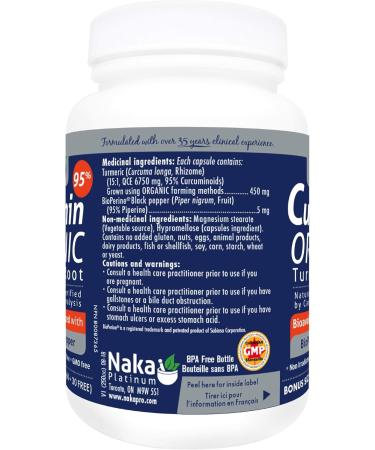 Naka Platinum Curcumin ORGANIC Tumertic Root (95% Curcuminoids) 450 mg with Bioperine (Black Pepper) BONUS SIZE - 90 Veggie Capsules (60+30 FREE) - Buy Online on GoSupps.com