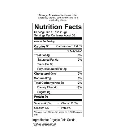Viva Naturals Organic Raw Chia Seeds 1 lb - Premium Quality Superfood - Buy Online on GoSupps.com