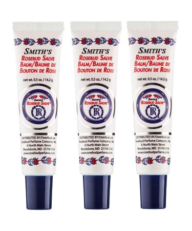 Rosebud Perfume Co. Original Rosebud Salve Tube Three Pack - Moisturizes and Protects Lips - Soothes Irritation and Dry Skin - 3 x 0.5 oz Tubes 0.5 Ounce (Pack of 3)