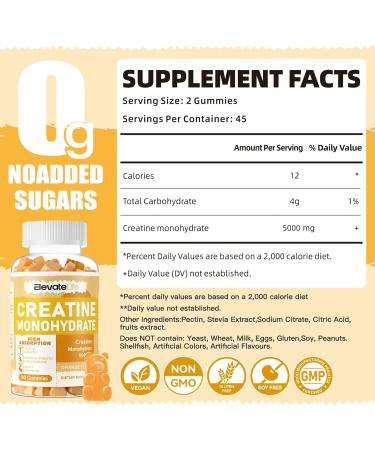 Buy Sugar-Free Creatine Monohydrate Gummies 5g - 180 Count Chewable Supplement for Men & Women - Delicious Orange Flavor - Buy Online on GoSupps.com