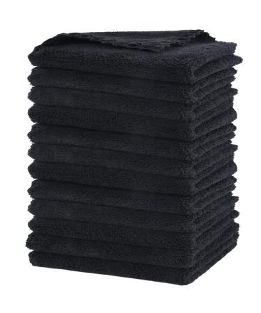 SUNLAND Microfiber Face Cloth Reusable Makeup Remover Facial Cleansing Towel Ultra Soft Face Washcloth 11inchx 11inch (12pack, black) 12 Count (Pack of 1) black