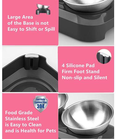 PewinGo Non-Slip Cat Bowl with Stainless Steel & Silicone Mat for Food & Water Feeding - Buy Online on GoSupps.com