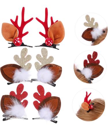 FRCOLOR 6 Pairs Antler Hair Clip Reindeer Antler Headpiece Christmas Hair Clips for Women Snowman Hair Christmas Hair Barrette Christmas Hairpin Horn Tiara Head Button Child Cloth Antlers - Buy Online on GoSupps.com