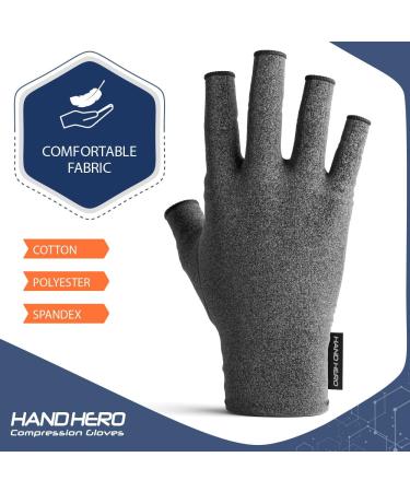 Hand Hero Arthritis Compression Gloves - Fingerless Support for Men and Women - Pain Relief for Rheumatoid Osteoarthritis Typing Knitting - Buy Online on GoSupps.com