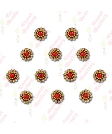 Buy PT Z Red and Gold Stone Bindi for Women & Girls - Perfect for Festive Occasions | International Shipping Available - Buy Online on GoSupps.com