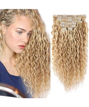 FASHION LINE Brazilian P27-613 Water Wave Blonde Human Hair Extensions Unprocessed Human Hair Bundles Weft 1PC 100g Piano Color (18 100G Clip In Human Hair P27-613)
