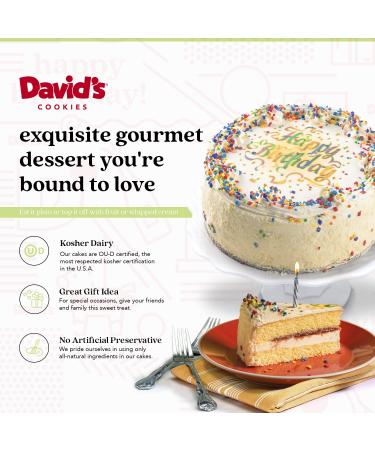 David's Cookies Vanilla Birthday Cake 7"- Premium Fresh Ingredients - Surprise Your Friend and Family With Our Vanilla and Raspberry Flavor Birthday Cake Dessert 7 Inch (Pack of 1) - Buy Online on GoSupps.com
