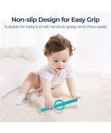 Petite Bee Silicone Baby Teether Tubes - 3 Pack Chew Straws for Toddlers (Blue) - Buy Online on GoSupps.com