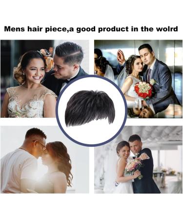 Natural Black Men's Hair Piece - Thin Skin Toupee for Male Receding Hairline (13cmx14cm) - Buy Online on GoSupps.com