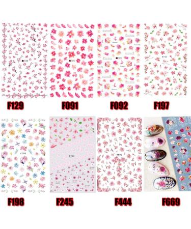 DIY For Manicure Summer Sliders Cherry Blossoms 3D Water Transfer Nail Art Sticker Pink(F129) - Buy Online on GoSupps.com