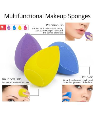 BEAKEY 4+1Pcs Makeup Sponges with Powder Brush | Professional Beauty Sponge Blender & Kabuki Brush Set - Buy Online on GoSupps.com