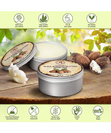 Pure Shea Butter 400g - Cold Pressed Karit Body Butter from Ghana | Intensive Care for Face Body & Hair | Natural Moisturizer - Buy Online on GoSupps.com