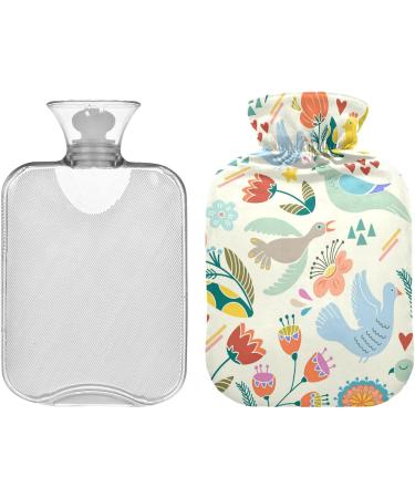 Naanle 1L Flower Birds Transparent Hot Water Bottle - Heat & Cold Therapy for Pain Relief Bed & Hand Warmers - Buy Online on GoSupps.com