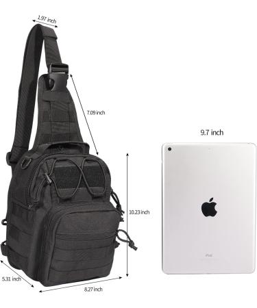 YAKEDA Tactical EDC Backpack - Military Sling Shoulder Bag for Travel & Outdoor Hiking (Black) - Buy Online on GoSupps.com