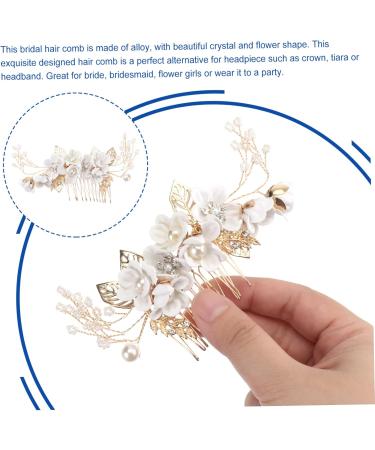 FRCOLOR Special Occasion Headpiece wedding hair for brides Flower hair rhinestone hair bridal hair clip wedding combs for hair for bride Alloy fancy white crystal Bridesmaid Hair Comb - Buy Online on GoSupps.com