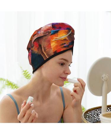 Hair Towel Wrap: Quick-Dry Turban for Easy Hair Drying - Elephant Oil Painting Design - Buy Online on GoSupps.com
